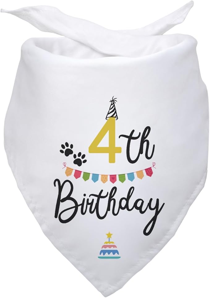 Dog Birthday Bandana Happy 4th Birthday Dog Bandana Party Supplies Pet Lover Gifts Happy Birthday Dog Triangle Scarf for Puppy Pet Scarf Accessories