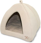 Best Pet Supplies Cat Bed for Indoor Cat, Domed Tent House with Removable Pillow, Covered Cat Cave for Small Dog, Puppies and All Breeds of Cats - Corduroy Beige, 16 x 16 x H:14"