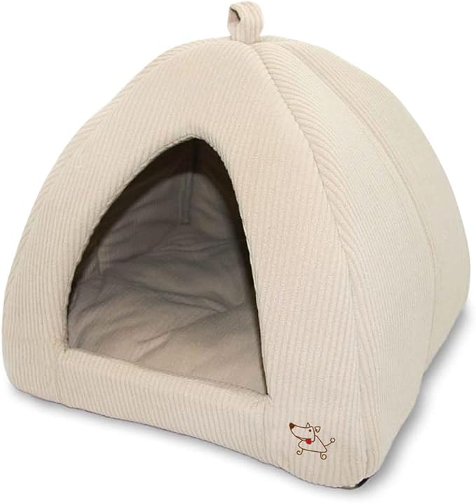 Best Pet Supplies Cat Bed for Indoor Cat, Domed Tent House with Removable Pillow, Covered Cat Cave for Small Dog, Puppies and All Breeds of Cats - Corduroy Beige, 16 x 16 x H:14"