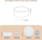 SPUNKYJUNKY 13.5OZ Ceramic Dog and Cat Bowl, Modern Cute Weighted Food Water Bowl for Replacement White (2 Pack)