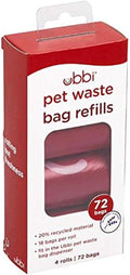 Ubbi Dog Poop Bags, Waste Bag Refill Rolls for Dogs, Leak Proof, Lavender Scented, 72 Count