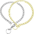 Dog Chain Collars Silver +Golden Metal Slip Link Training Dog Collar Heavy Duty Martingale Dog Collars for XXS XS Small Medium Large Breed Pets Boys Girls M