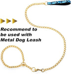 TSPRO Stainless Steel Heavy Duty Metal Dog Collar, Adjustable and Durable Pet Collar for Medium to Large Dogs, Ideal for Walking and Training (Shiny Gold, 4MM*20.5-23 inches)
