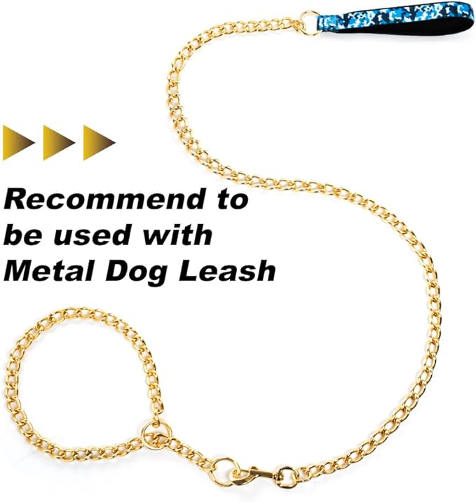 TSPRO Stainless Steel Heavy Duty Metal Dog Collar, Adjustable and Durable Pet Collar for Medium to Large Dogs, Ideal for Walking and Training (Shiny Gold, 4MM*20.5-23 inches)