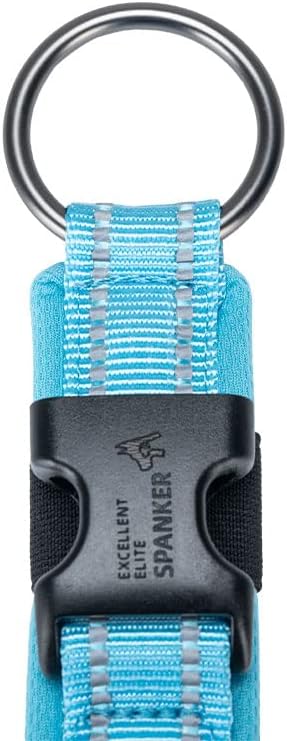 EXCELLENT ELITE SPANKER Reflective Dog Collar Classic Soft Padded Breathable Nylon Adjustable Pet Collar with Quick Release Buckle for Boy Girl Male Female Small Medium Large Dogs Training(LBLU-L)