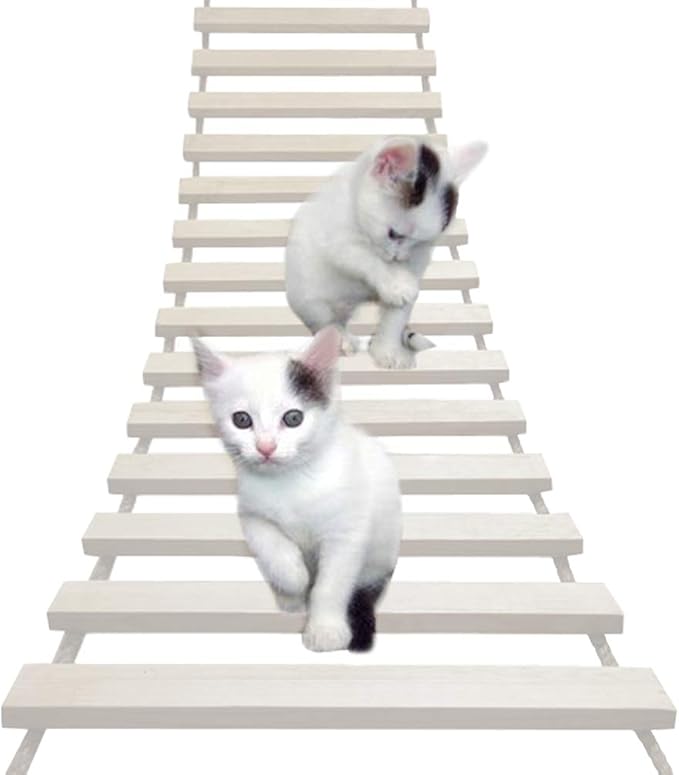 La La Pet Mod Wood Cat Bridge & Ladder Perch Hammock Tower Cat Condo Kitty Lounge for Climbing, Lounging & Playing (39.37 x 9.84 in)
