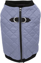Gooby Fashion Vest Dog Jacket - Gray, Small - Warm Zip Up Dog Bomber Vest with Dual D Ring Leash Water Resistant for Small to Medium Dogs