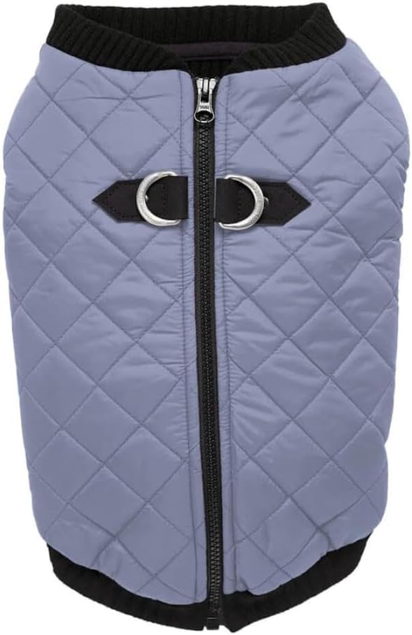 Gooby Fashion Vest Dog Jacket - Gray, Small - Warm Zip Up Dog Bomber Vest with Dual D Ring Leash Water Resistant for Small to Medium Dogs