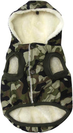 Fleece Lining Extra Warm Dog Hoodie in Winter for Large Dogs Jacket Pet Coats with Hooded,Green Camo XL