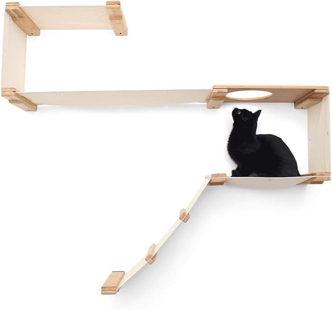 CatastrophiCreations Cat Wall Mounted Play Cat Condo, Bamboo Frame, Modular Design, Sisal Pole, Hammock, 18" and 34" Sections