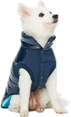 Blueberry Pet Cozy & Comfy Windproof Lightweight Quilted Fall Winter Glossy Dog Puffer Jacket in Navy Blue, Back Length 24", Size 22, Warm Coat for Large Dogs