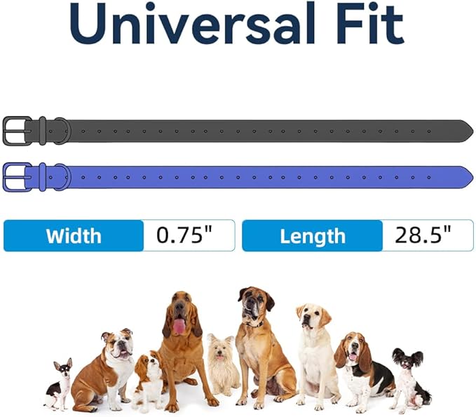 27 ½” X ¾” Replacement Dog Collar Strap Band w/Double Buckle Loop 2-Pack - All Brands Pet Training Bark, Shock, e-Collars and Fences. Variety of Bold Standard Colors & Reflective Choices.