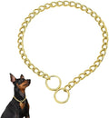 Gold Chain Dog Choke Collars for Large Dogs,Heavy Duty Training Choker Collar for Dogs Metal Slip P Link Martingale Collars Puppy Chain for XXS XS Small Medium Large Breed Dogs, M