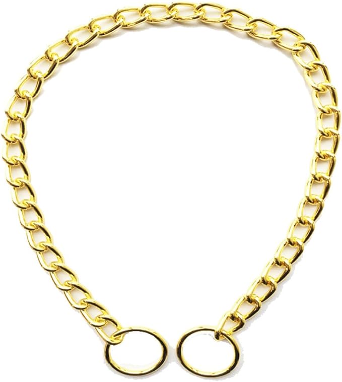 Gold Chain Dog Choke Collars for Large Dogs, 2Pack Heavy Duty Training Choker Collar for Dogs Metal Slip P Link Martingale Collars Puppy Chain for XXS XS Small Medium Large Breed Dogs, M