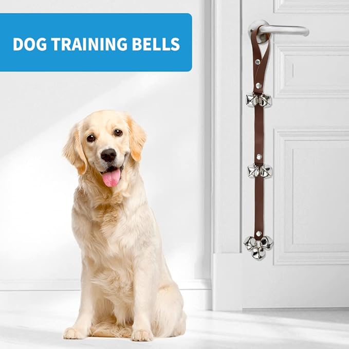 Leather Door Bells for Dogs Potty Doorbells for Dogs Training Dog Buttons for Communication Dog Training Bell Pet Supplies (Brown)