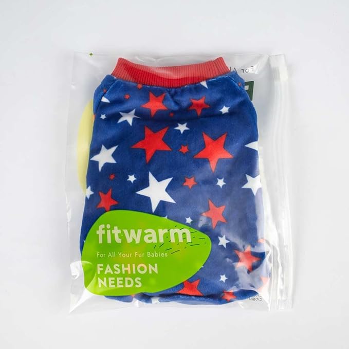 Fitwarm 4th of July Dog Pajamas, Patriotic Stars Dog Clothes for Small Dogs Boy Girl, Dog Onesie with Feet, Pet Outfit, Red, Blue, White, XXL