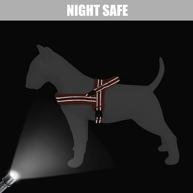 Didog Soft Flannel Padded Dog Vest Harness, No Pull/Quick Fit Reflective Dog Strap Harness, Easy for Training Walking (M:Chest 22-26", Orange)