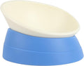 Bulldog Bowl Anti-Slip Dog Cat Dish Detachable Rubber Dog Bowl Pet Sterile Tilted Pet Feeder Slope Base (Blue, 3.5 Cup (Medium/Large Dog))