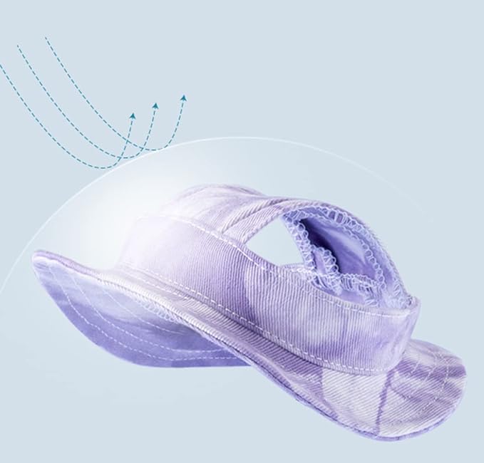 Round Brim Princess Hat Visor Hat Pet Dog Mesh Porous Sun Hat with Ear Holes for Small, Extra Small Dog Teddy, Pug, Chihuahua, Shih Tzu, Yorkshire Terriers, Papillon T-Purple M