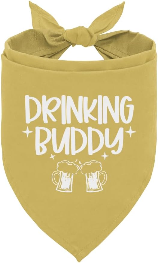 Drinking Buddy Dog Bandana, Drinking Buddy Dog Shirt, Funny Cute Dog Bandana, Gift for Dog Lover, Dog Bandana for Small Medium Dogs, Triangle Bibs Accessories, Dog Scarf (B30)