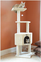 Maykoosh Cat Tower - 3 Level Real Wood Cat Tree - Kittens Play & Rest - 48" High - Beige