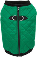 Gooby Fashion Vest Dog Jacket - Green, Medium - Warm Zip Up Bomber Vest with Dual D Ring Leash - Winter Water Resistant Small Dog Sweater