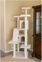 Cat Tree - Ivory Multi-Level Play Structure with Ramp & 2 Condos
