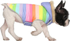 HDE Dog Puffer Jacket Fleece Lined Warm Dog Parka Winter Coat with Harness Hole Pastel Rainbow - M