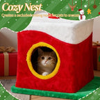 29.5in Christmas Plush Cat Tree, Multi-Level Cat Tower with Condo, Crown Perch & Sisal Posts, Festive Cat Activity Center for Indoor Small Cats, Holiday Cat Furniture Gift