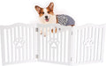 Pet Gate, Wooden Free Standing Dog Gate for Small Dogs and Cats. Great Folding Fence for Doorways, Halls, Stairs. White