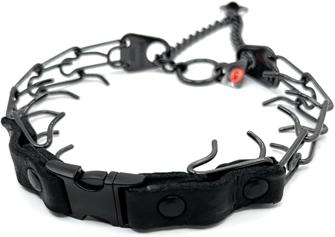 Herm Sprenger Prong Collar for Dogs Training - 2.25mm Prongs for Small Dogs with 14-19" Neck - Quick Release Buckle & Swivel Ring for Easy Use - Made of Durable Black Stainless Steel in Germany