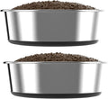 Deep Stainless Steel Non-Skid Dog and Food Bowls, Each Holds Up to 2 Cups, Set of 2 Packs(5.5 x 1.9 Inches)
