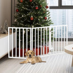 Pet Gate - 3-Panel Indoor Foldable Dog Fence for Stairs, Hallways or Doorways - 54x24-Inch Retractable Wood Freestanding Dog Gates by PETMAKER (White)