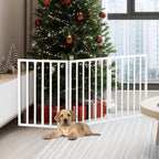 PETMAKER Pet Gate – Dog Gate for Doorways, Stairs or House– Freestanding, Folding, Accordion Style, Wooden Indoor Dog Fence (24-Inch, White)