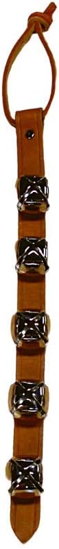 Warner Arctic Sleigh Bells Decorative Leather Strap Door Bells USA (15" with 5 Bells, Tan Leather with Silver Bells)