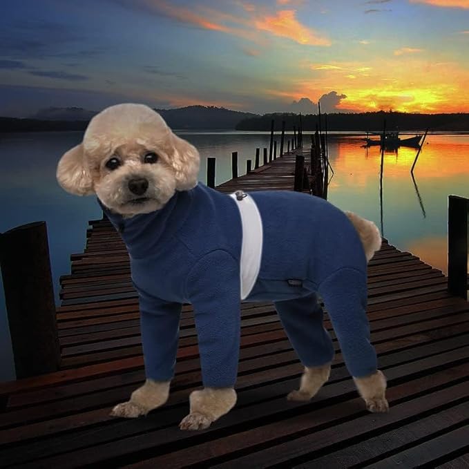 Polar Fleece Dog Coats for Small Medium Dogs, Winter Jacket Sweater Vest Bodysuit, Four-Legged Warm Clothes Pajamas