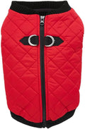 Gooby Fashion Vest Dog Jacket - Red, X-Small - Warm Zip Up Bomber Vest with Dual D Ring Leash - Winter Water Resistant Small Dog Sweater
