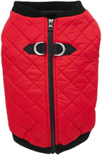 Gooby Fashion Vest Dog Jacket - Red, X-Small - Warm Zip Up Bomber Vest with Dual D Ring Leash - Winter Water Resistant Small Dog Sweater