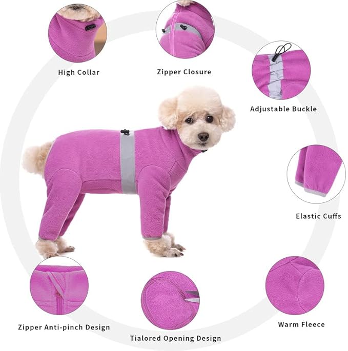 Polar Fleece Dog Pajamas Bodysuit - Small to Medium Dogs, Winter Jacket & Sweater for Small Dogs, Four-Legged Warm Clothes