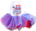 ANIAC 4th of July Girl Dog Dress with Stars Independence Puppy Clothes for Small Dog 1st Independent Day Cat Outfit Patriotic Pet Princess Tutu Skirt (Independence, Large)