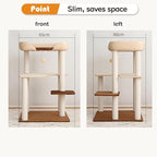 Modern Cat Tree for Large Cats, 37.5-Inch Tall Cat Tree Tower with Wide Shelves Low Step Cotton Scratching Posts, Super Sturdy Base, Cozy Perches, and Interactive Toys for Indoor (95cm White)