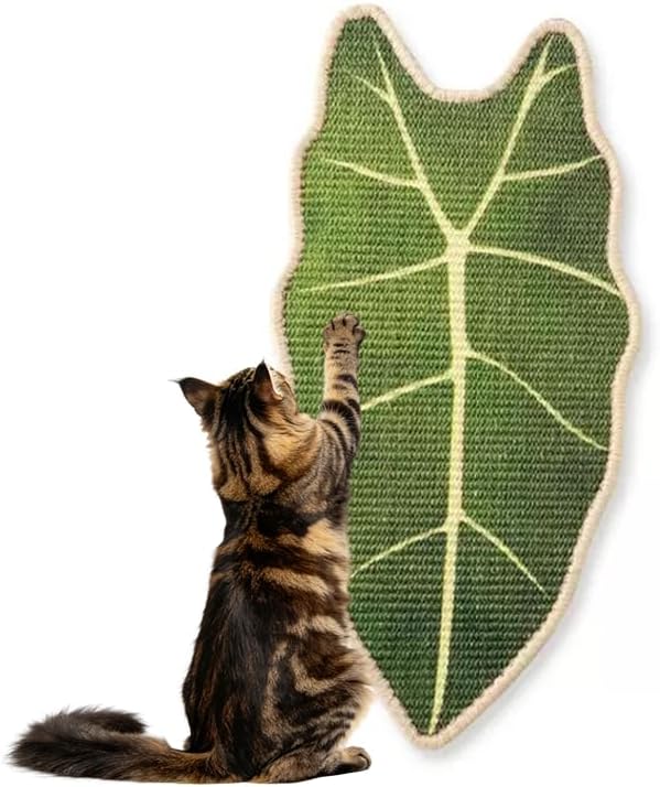 Leaf-Shaped Cat Wall Scratcher for Indoor Cats, Cat Toys Wall Corner Scratcher Pad, Large Carpet Cat Scratching Mat, Furniture Protector, Easy Use for Cat Trees Wall Furniture (25.6" × 13.0")