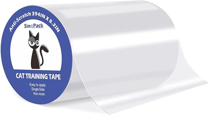 Cat Scratch Guard Tape, 394''x8.2'' Clear Anti Scratch Tape for Furniture, Single Sided Protective Film to Stop Cats & Dogs Scratching Sofa, Door, Walls, Car Interiors