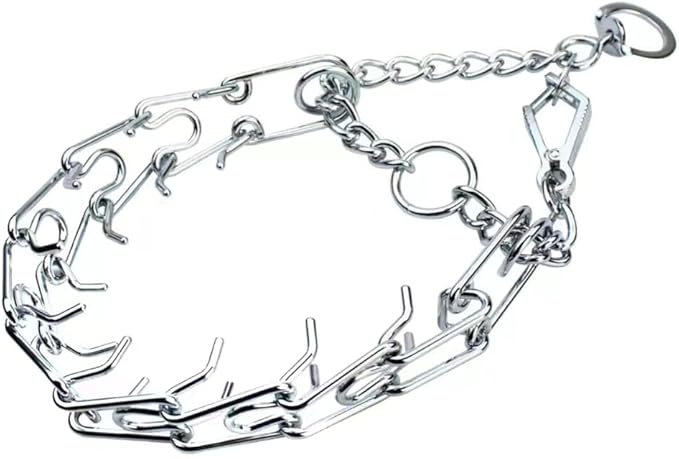 Chrome Plated Prong Dog Collar,no Pull Dog Prong Collar with Spikes,Choke Collar for Dogs Pinch Training Collar (4.0 * 28in)