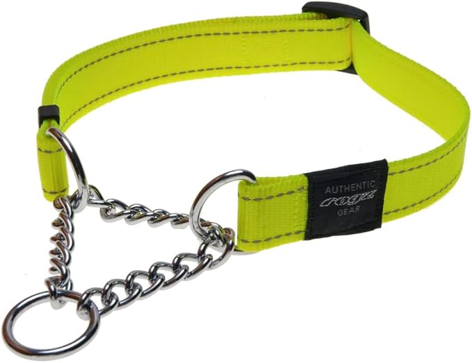 Reflective Nylon Choke Collar; Slip Show Obedience Training Gentle Choker for Extra Large Dogs, Yellow