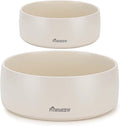 Ceramic Dog Bowl - 2 Piece Modern Pet Feeding Bowl, Spill Resistant, Heavy Duty for Small & Large Dogs (Beige, 5.5-8inch)