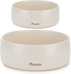 Ceramic Dog Bowl - 2 Piece Modern Pet Feeding Bowl, Spill Resistant, Heavy Duty for Small & Large Dogs (Beige, 5.5-8inch)