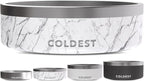 Coldest Dog Bowl - Anti Rust Metal & Non Slip Dog Bowls Large, Spill Proof Heavy Duty 3 Layers Insulated Dog Bowl - Food and Water Bowl for Dogs, Cats & Pets, Dishwasher Safe (42 oz, Carrara Marble)