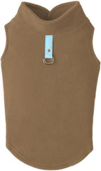 Gooby Fleece Vest Dog Sweater - Clay, X-Small - Warm Pullover Fleece Dog Jacket with O-Ring Leash for Small to Medium Dogs