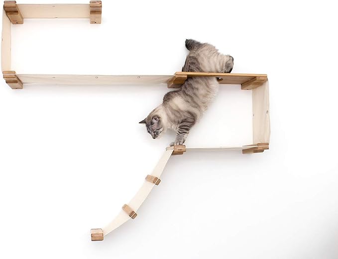 CatastrophiCreations Cat Wall Mounted Play Cat Condo, Bamboo Frame, Modular Design, Sisal Pole, Hammock, 18" and 34" Sections